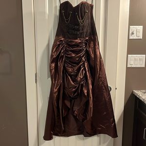 Brown satin corset dress